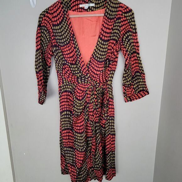 Boden Geometric Dot Wrap Dress Silk Blend 2 XS - Picture 6 of 9